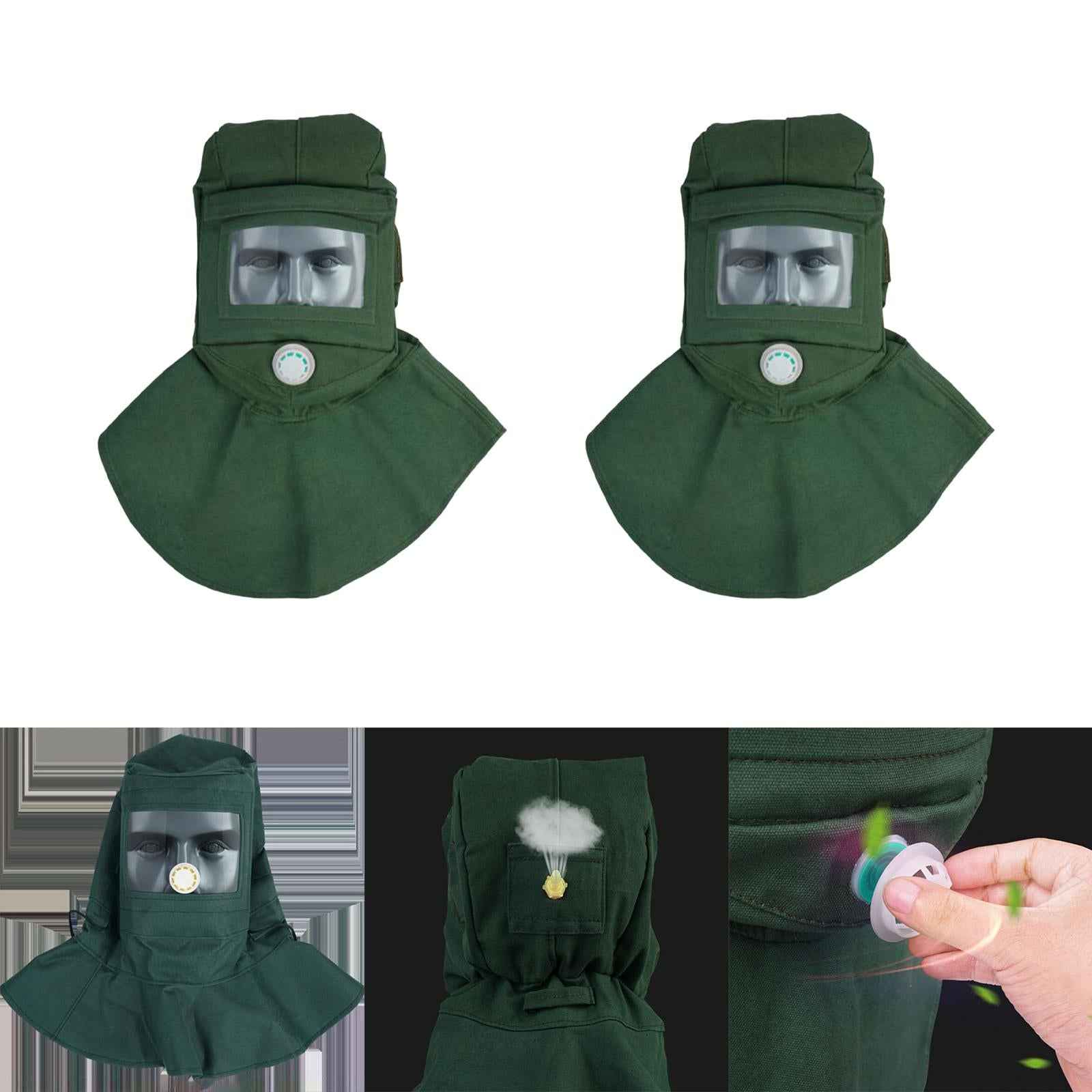 Sandblasting Hood Breathable Face Protective Helmet Sand Blasting Hood Cap Glass Lens