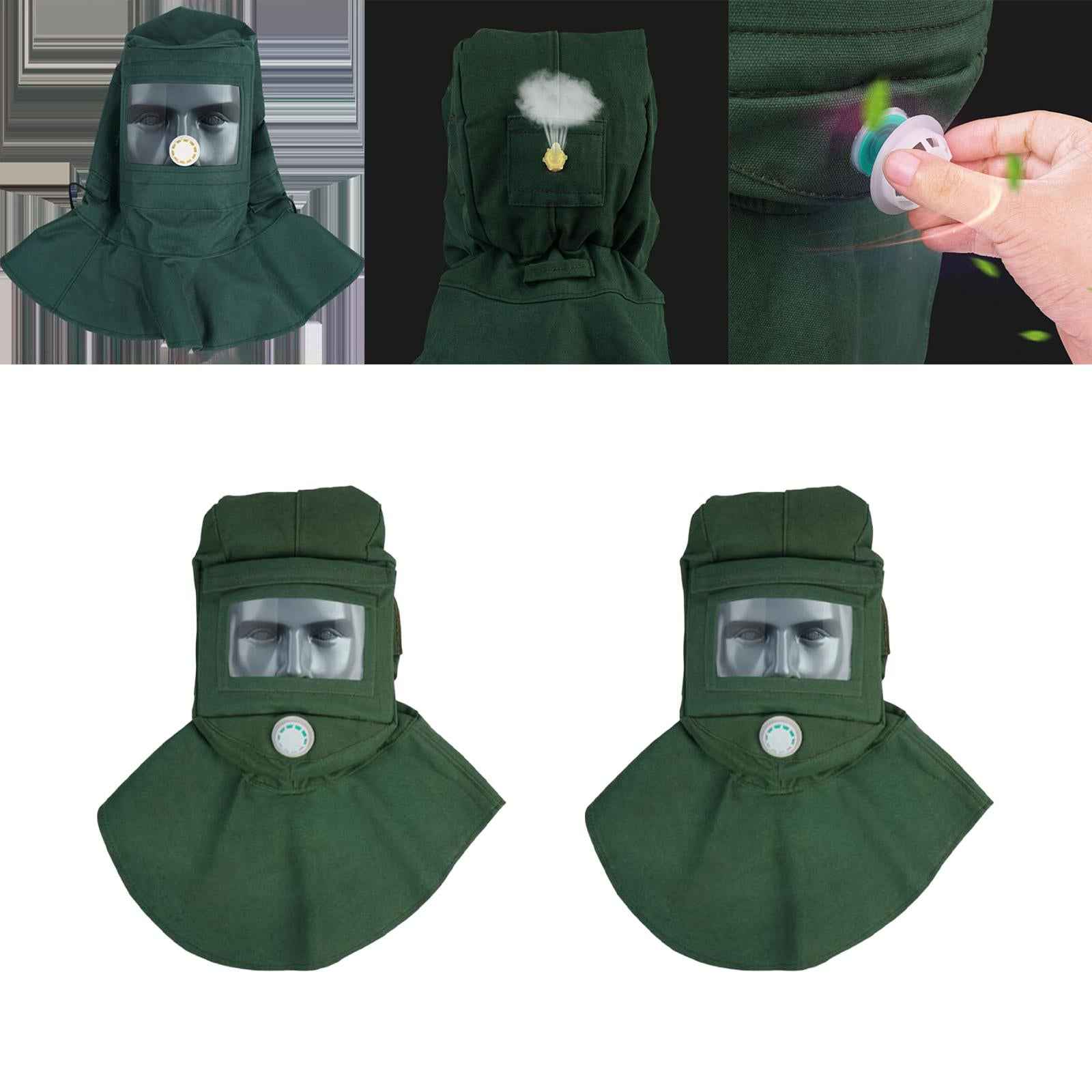Sandblasting Hood Breathable Face Protective Helmet Sand Blasting Hood Cap Glass Lens