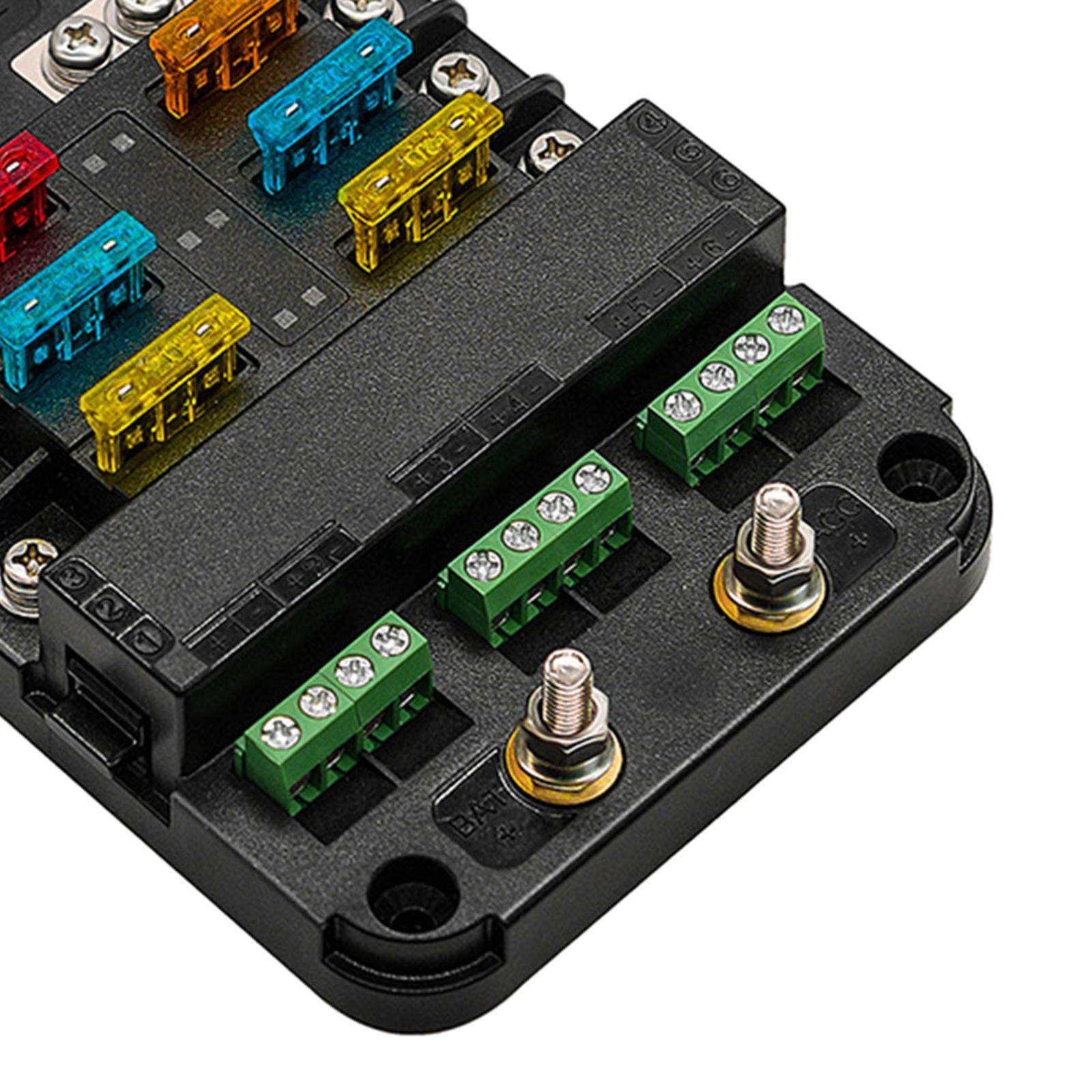 6 Ways Electric Blade Fuse Holder Box Block Car Marine Auto for RV Yacht