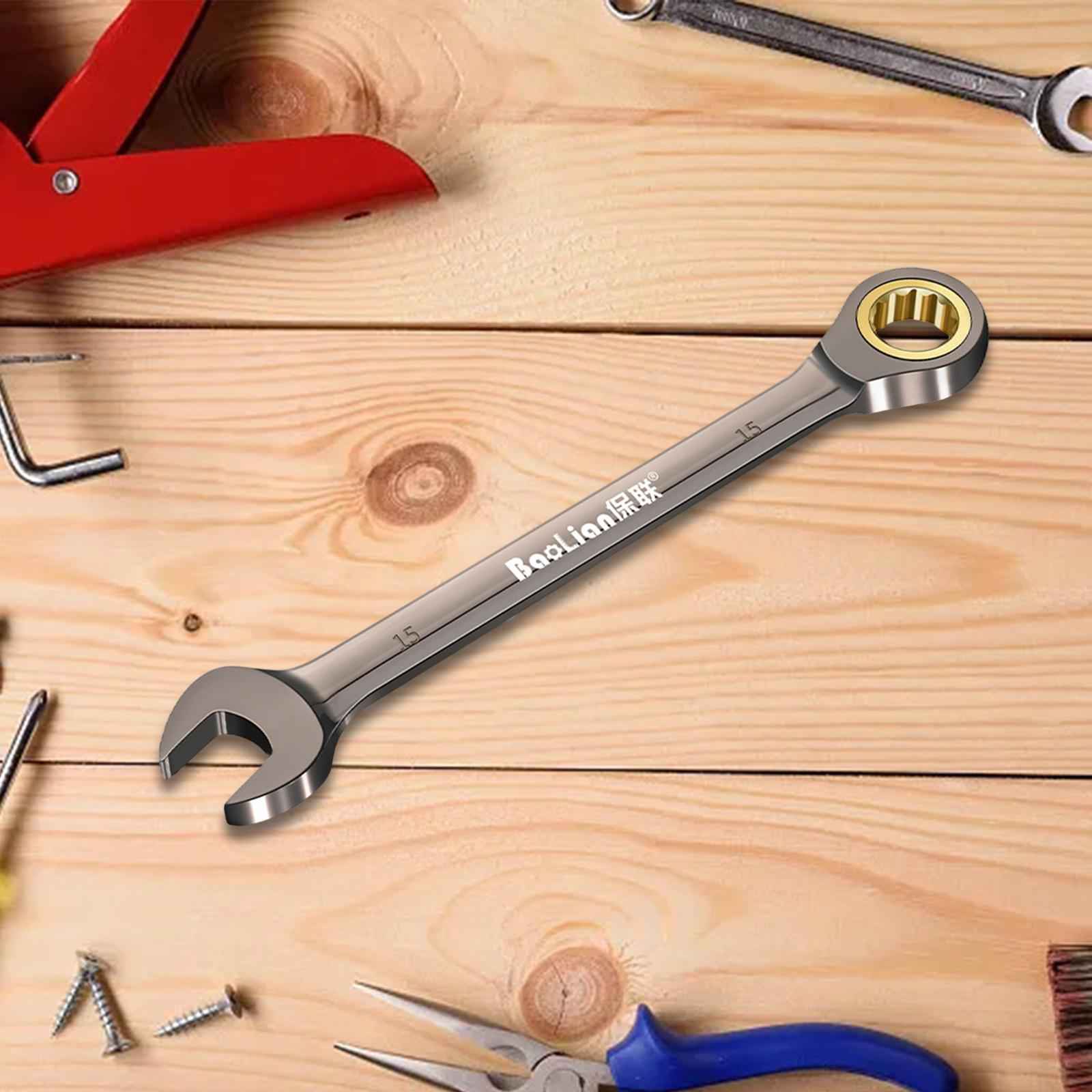 Ratchet Wrench Save Effort Portable Ratchet Spanner for Car Repair Home Bike 15mm