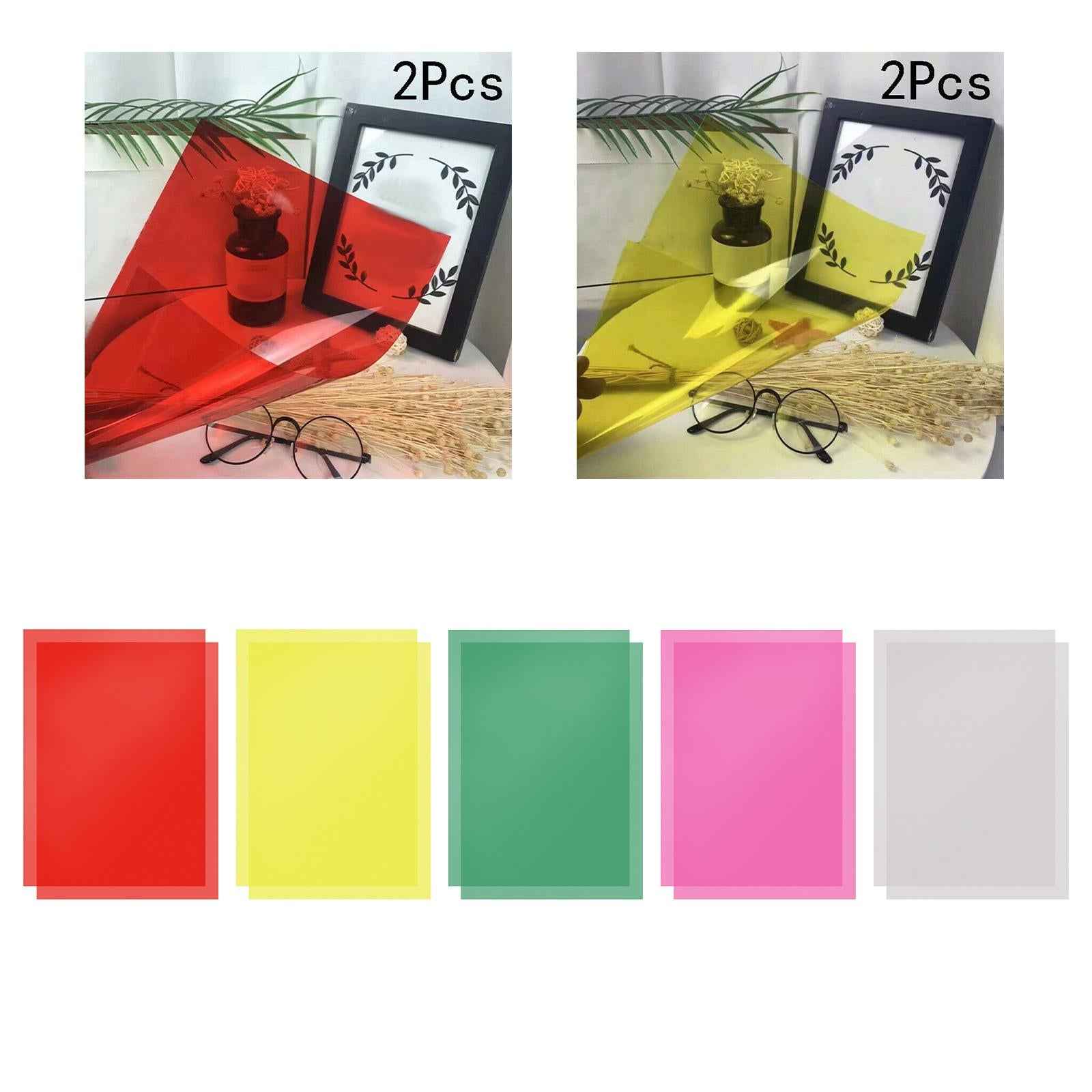 2 Pieces PVC Translucent Sheet A4 Colored Overlays for Lamp Headlight Crafts Red