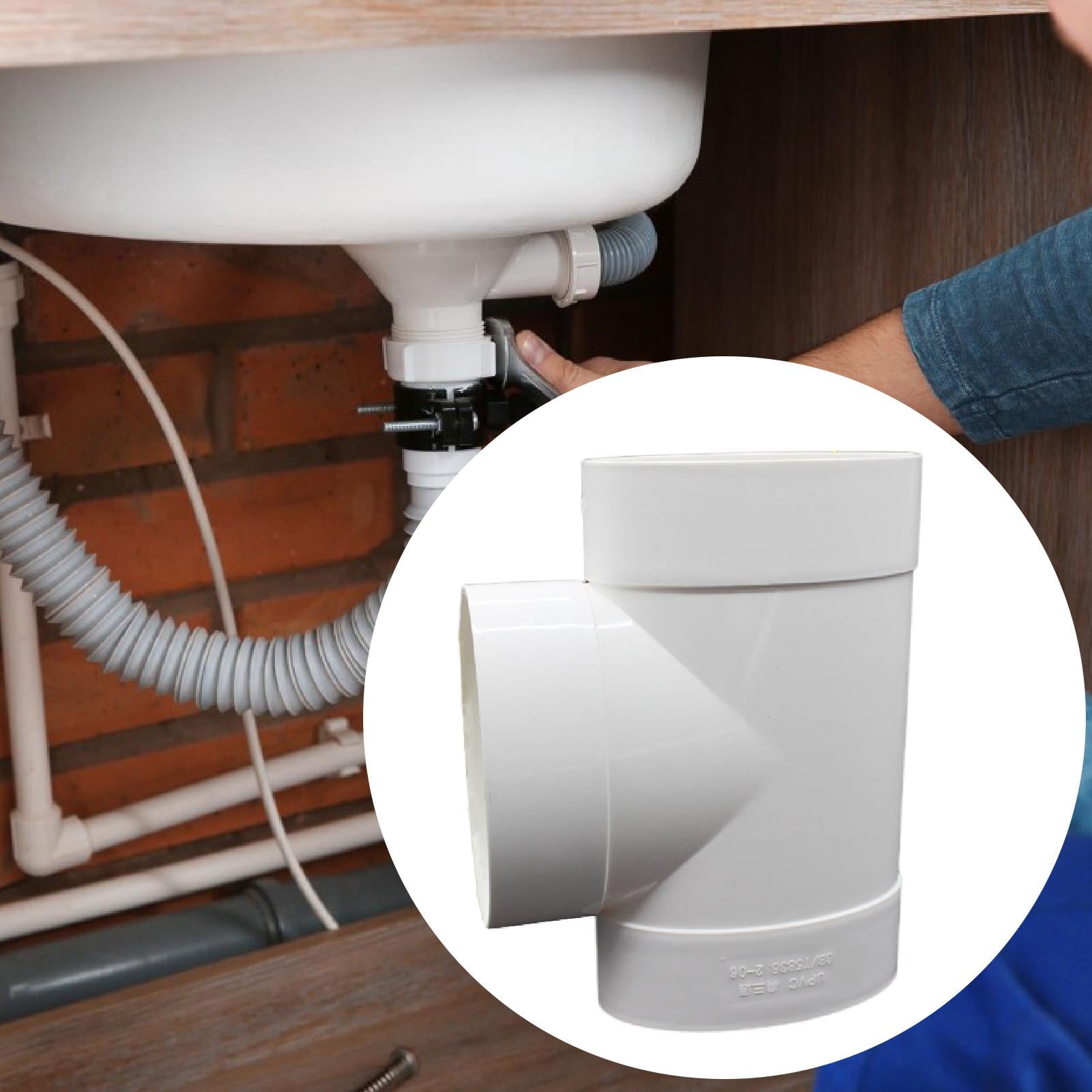 Ventilation Pipe Connector Tool PVC Ducting Adaptor for Hotel Restroom Basin 21.8cmx12.5cm