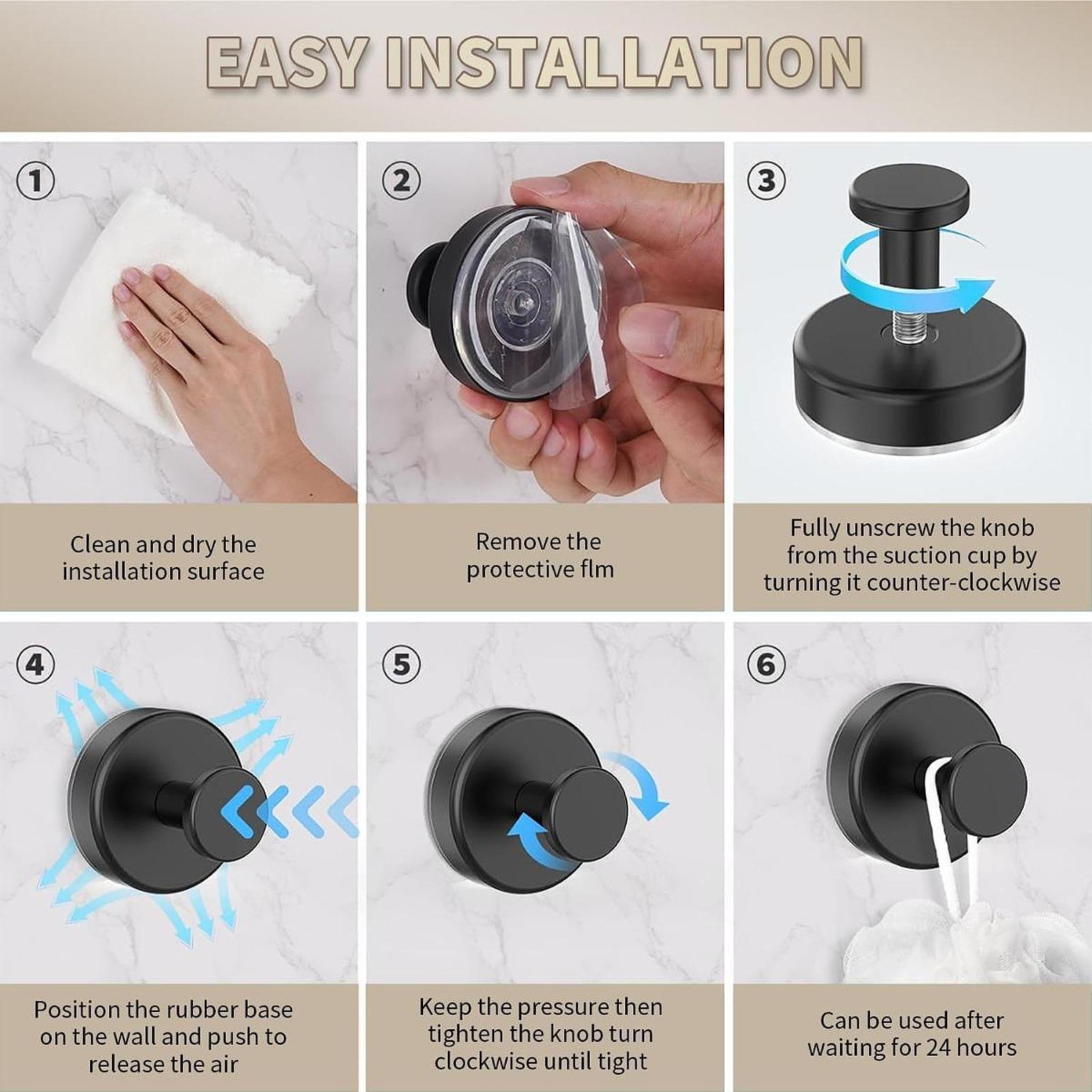 4 Pieces Suction Cup Hooks Wall Hooks for Glass Window Door Kitchen Restroom Sanded Silver