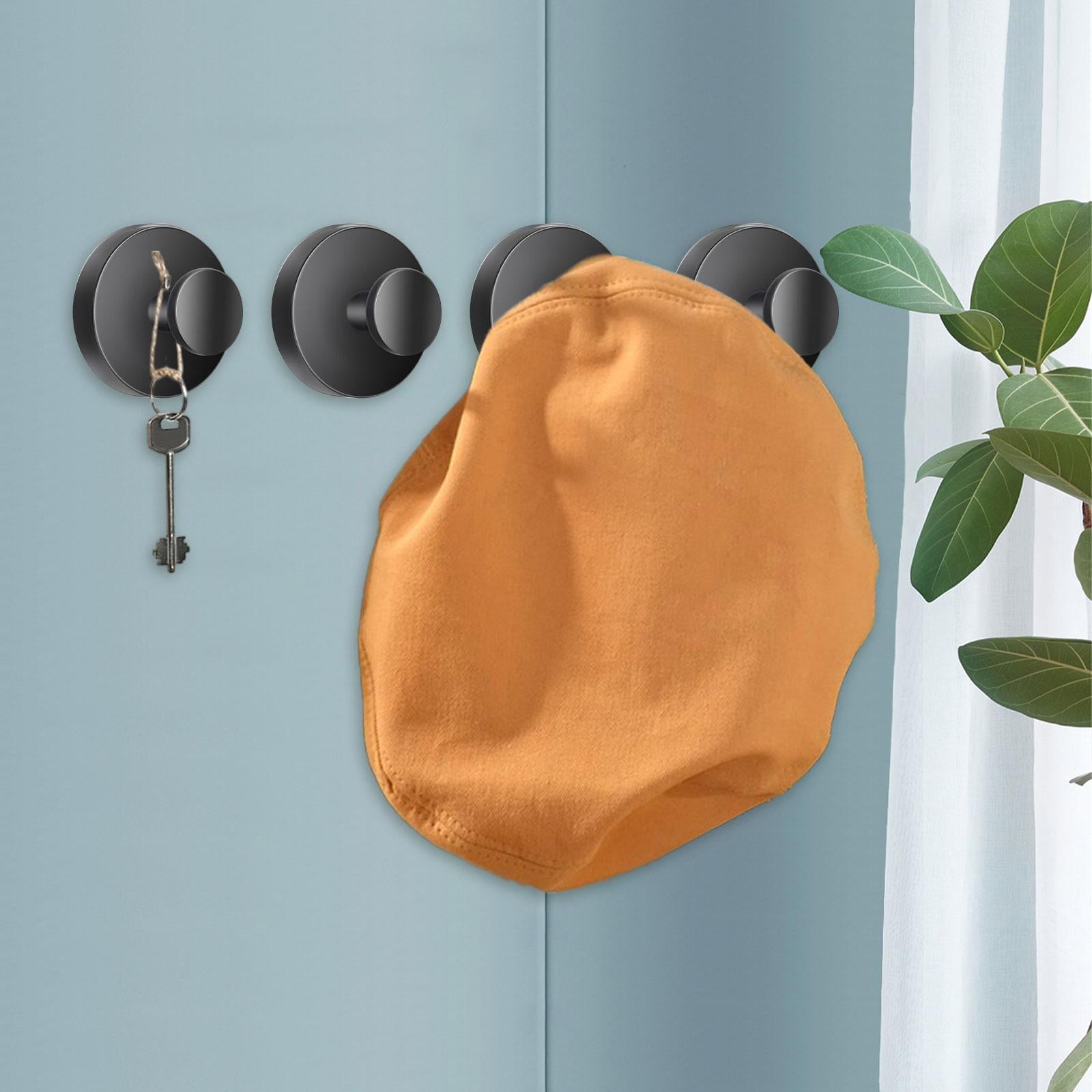 4 Pieces Suction Cup Hooks Wall Hooks for Glass Window Door Kitchen Restroom Black