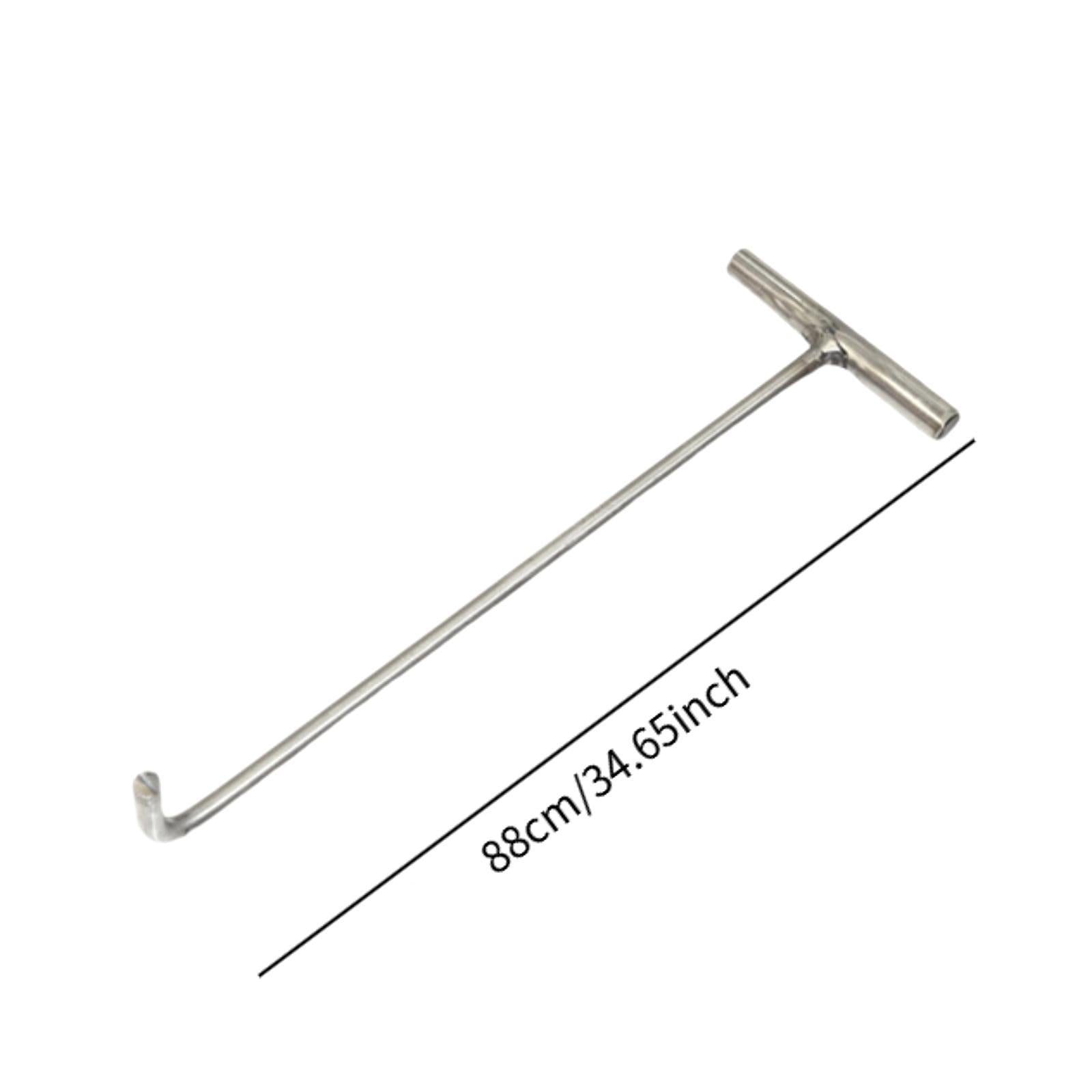 Manhole Hook Tool Stainless Steel Lift Manhole Covers Versatile T Shape Hook L Blunt mouth