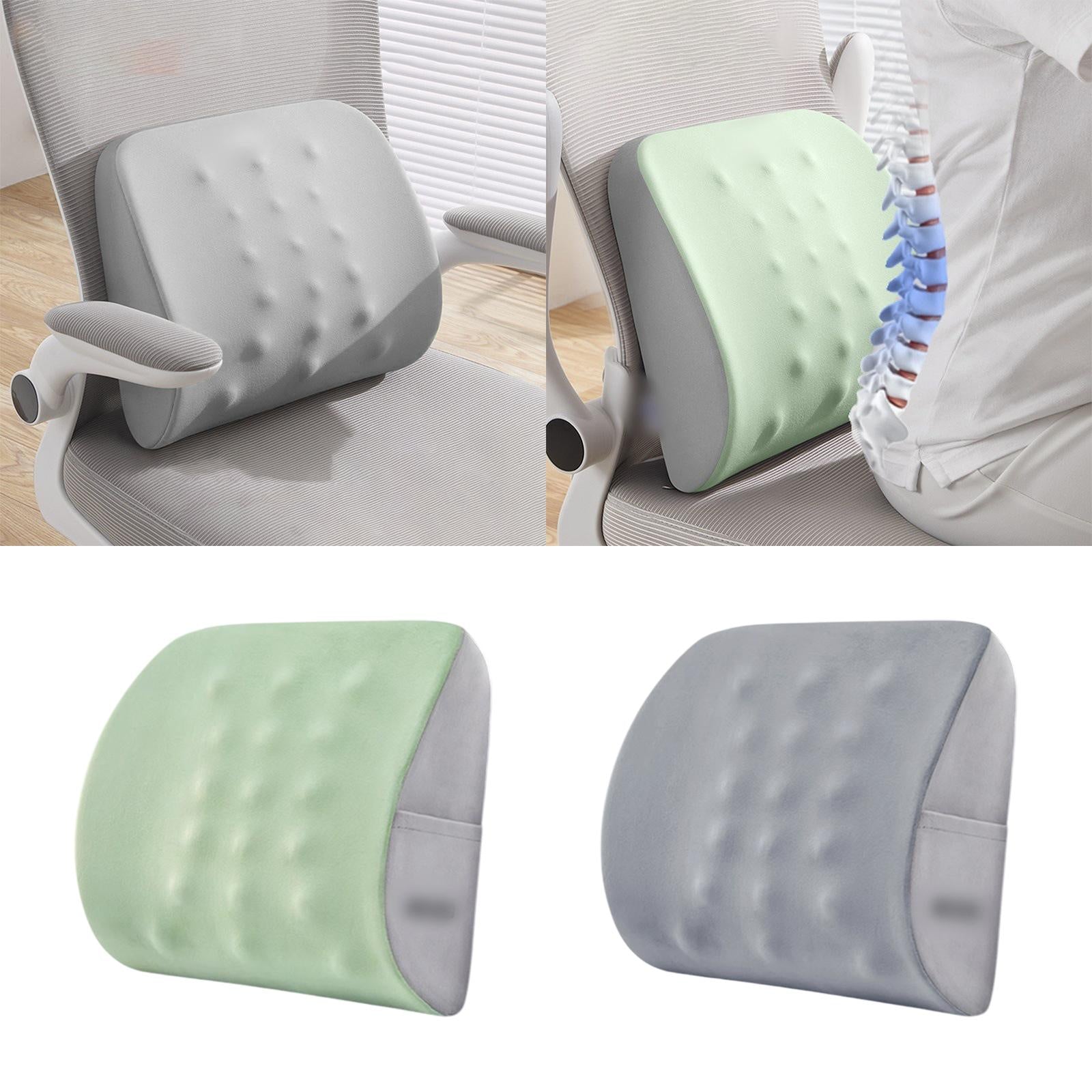 Waist Support Pad Soft Lumbar Support Pillow for Car Plane Office Desk Chair Green