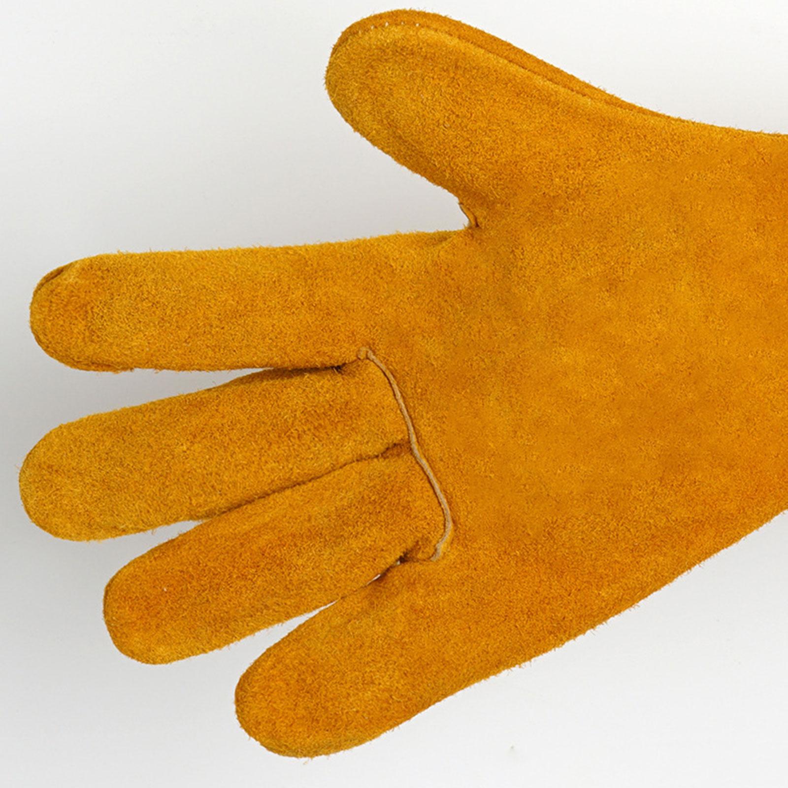 Welding Glove Welder High Temperature Reinforced Camping Fireplace Gardening Yellow