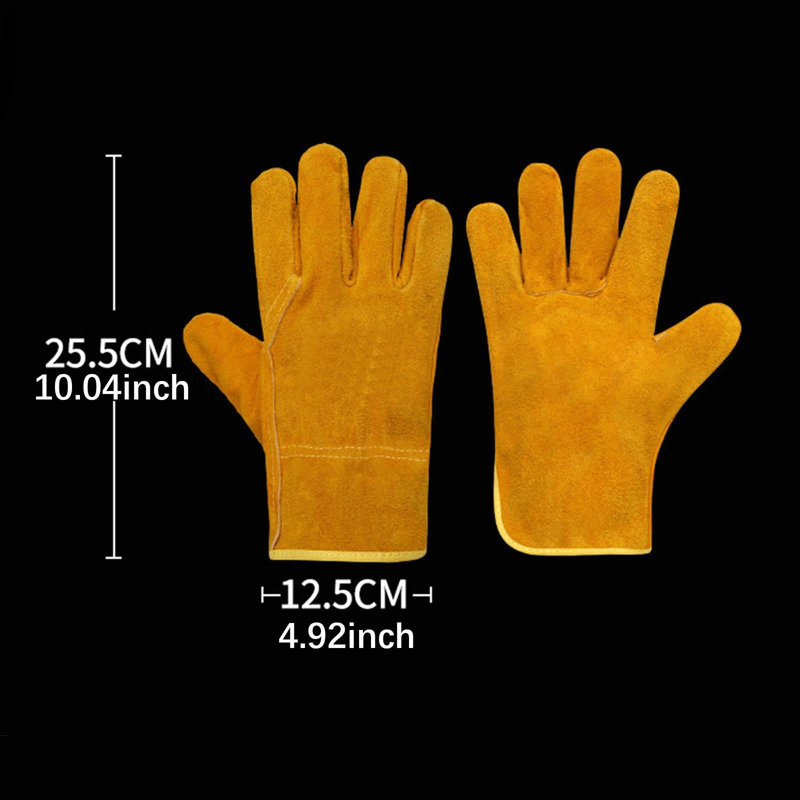 Welding Glove Welder High Temperature Reinforced Camping Fireplace Gardening Yellow