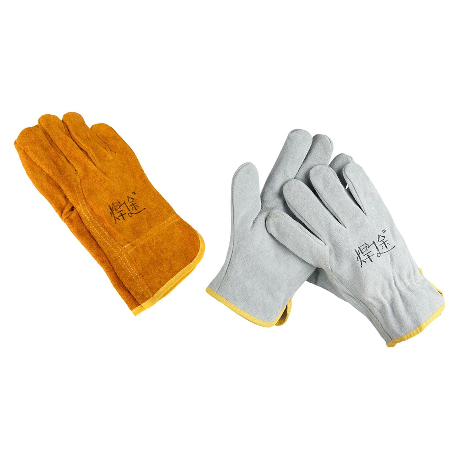 Welding Glove Welder High Temperature Reinforced Camping Fireplace Gardening Yellow