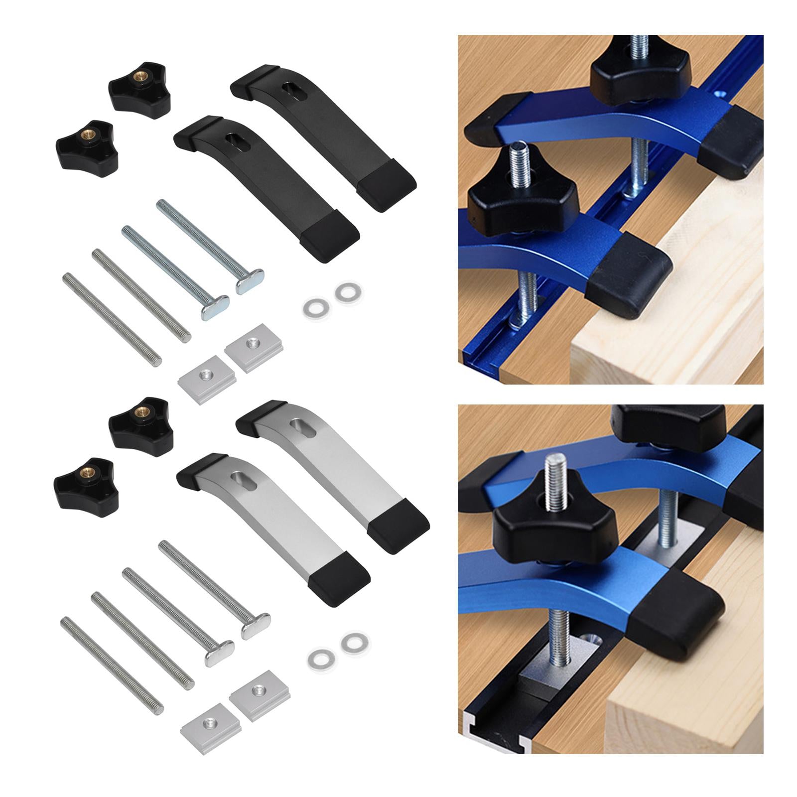 T Tracks Hold Down Clamp with Bolt and Silder for CNC Woodworking DIY Jigs black