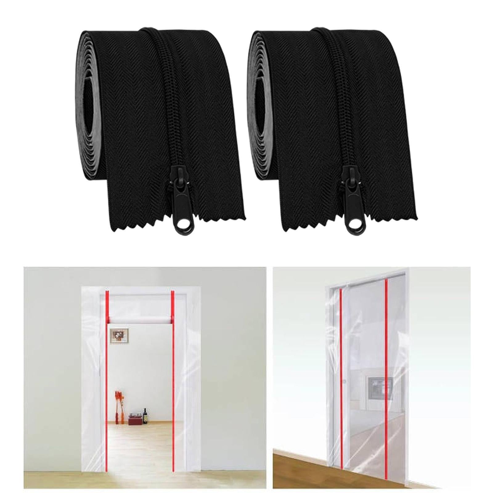 2 Roll Instant Door Zipper Replacement Self Adhesive for Screen Outdoor Tarp Black