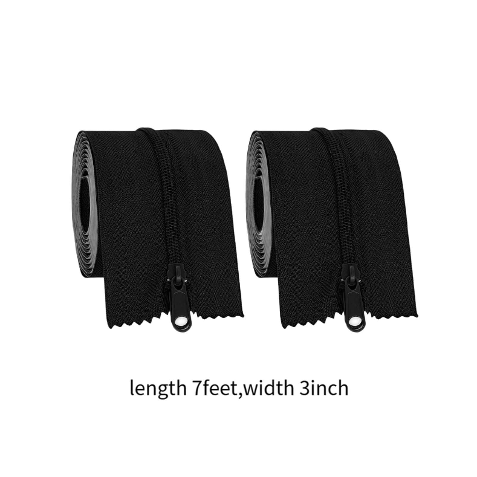 2 Roll Instant Door Zipper Replacement Self Adhesive for Screen Outdoor Tarp Black