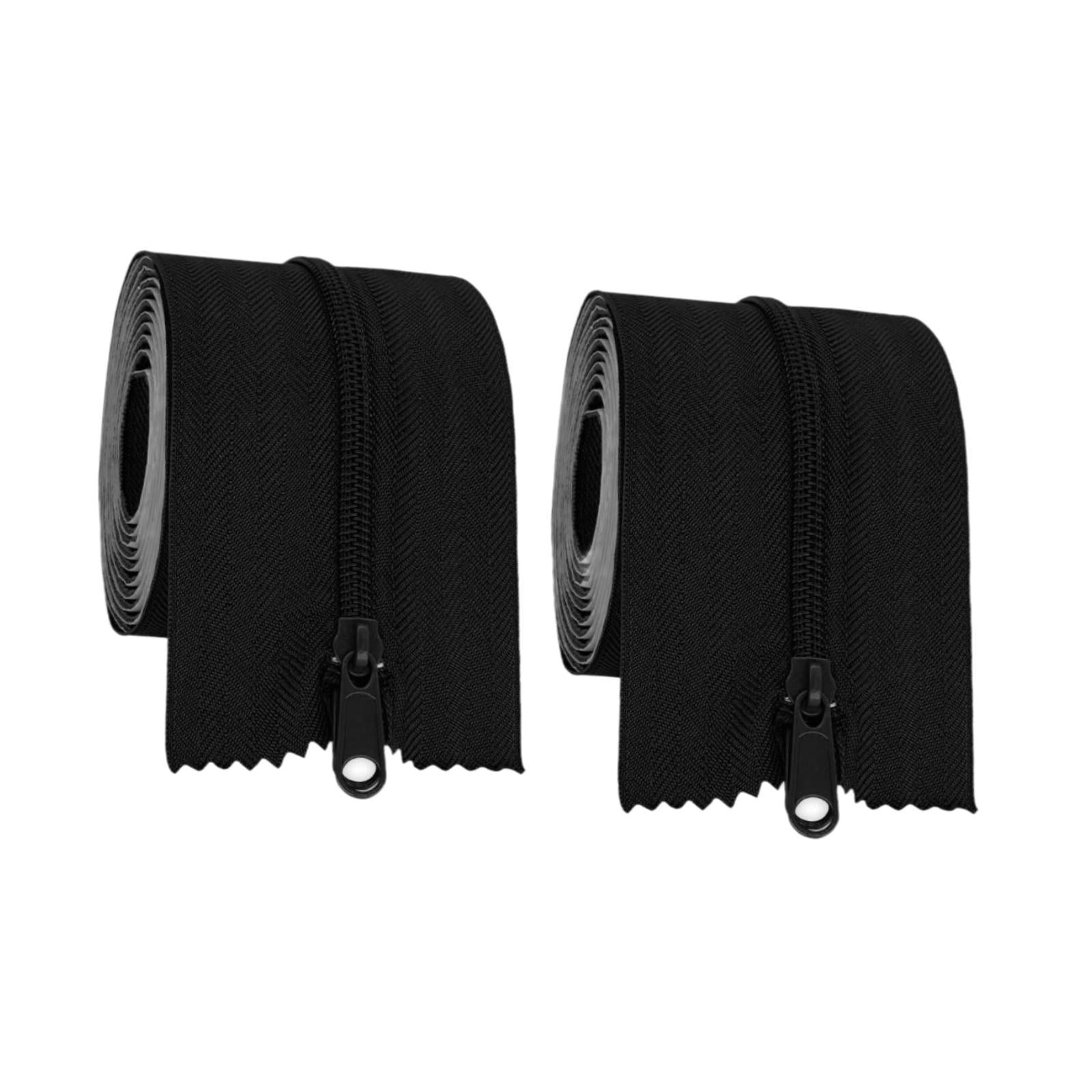 2 Roll Instant Door Zipper Replacement Self Adhesive for Screen Outdoor Tarp Black