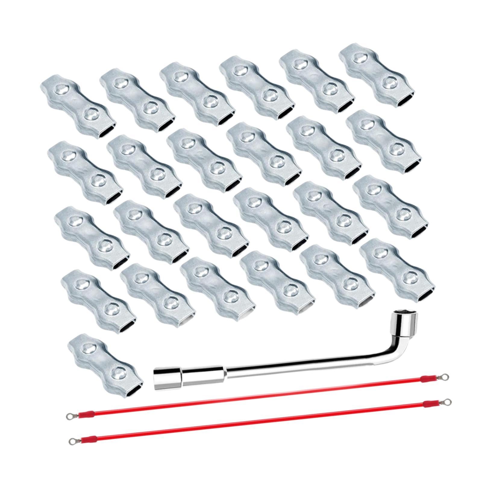 25x M5 Poly Rope Connectors Set 2x Conductive Wires for Animal Fences Sturdy