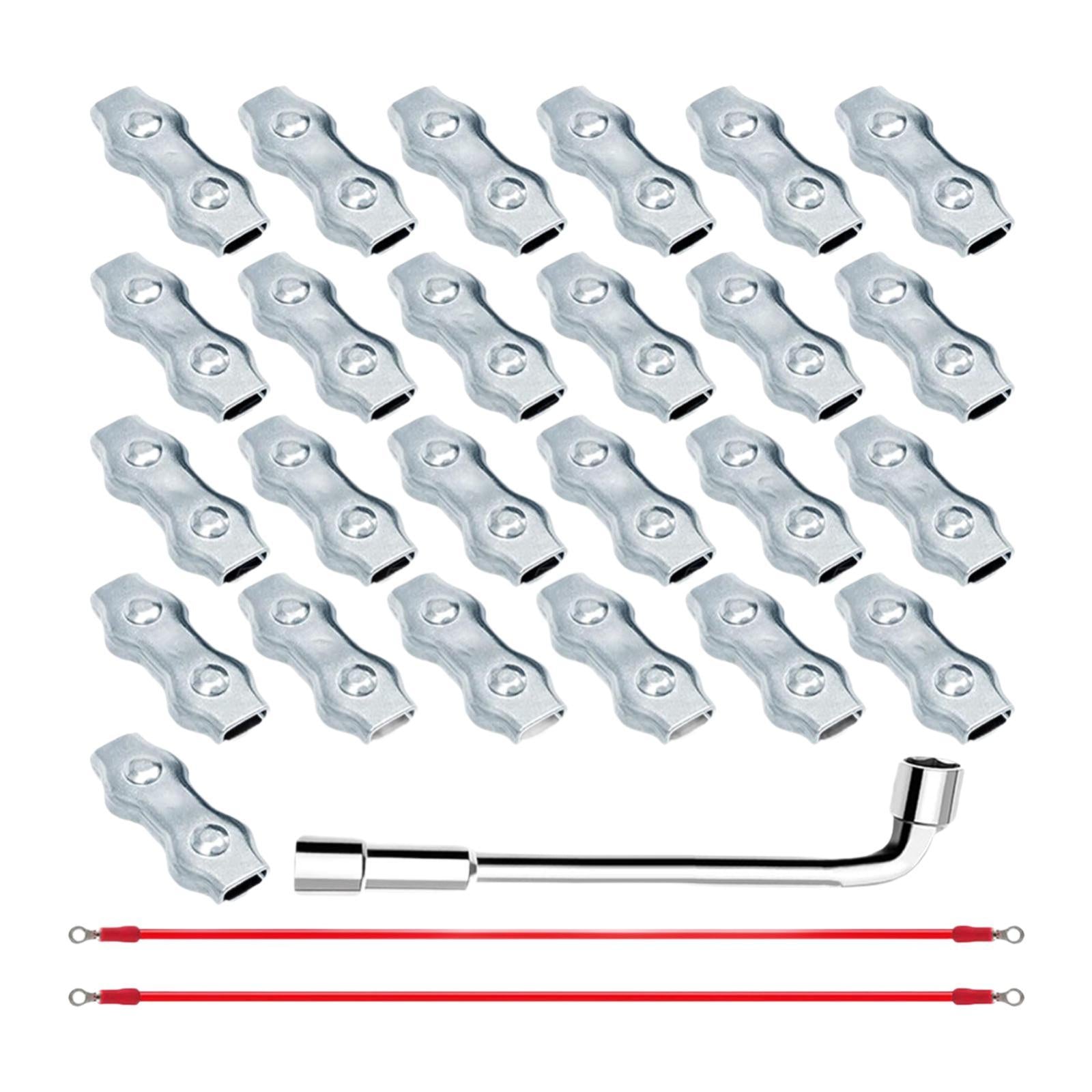 25x M5 Poly Rope Connectors Set 2x Conductive Wires for Animal Fences Sturdy