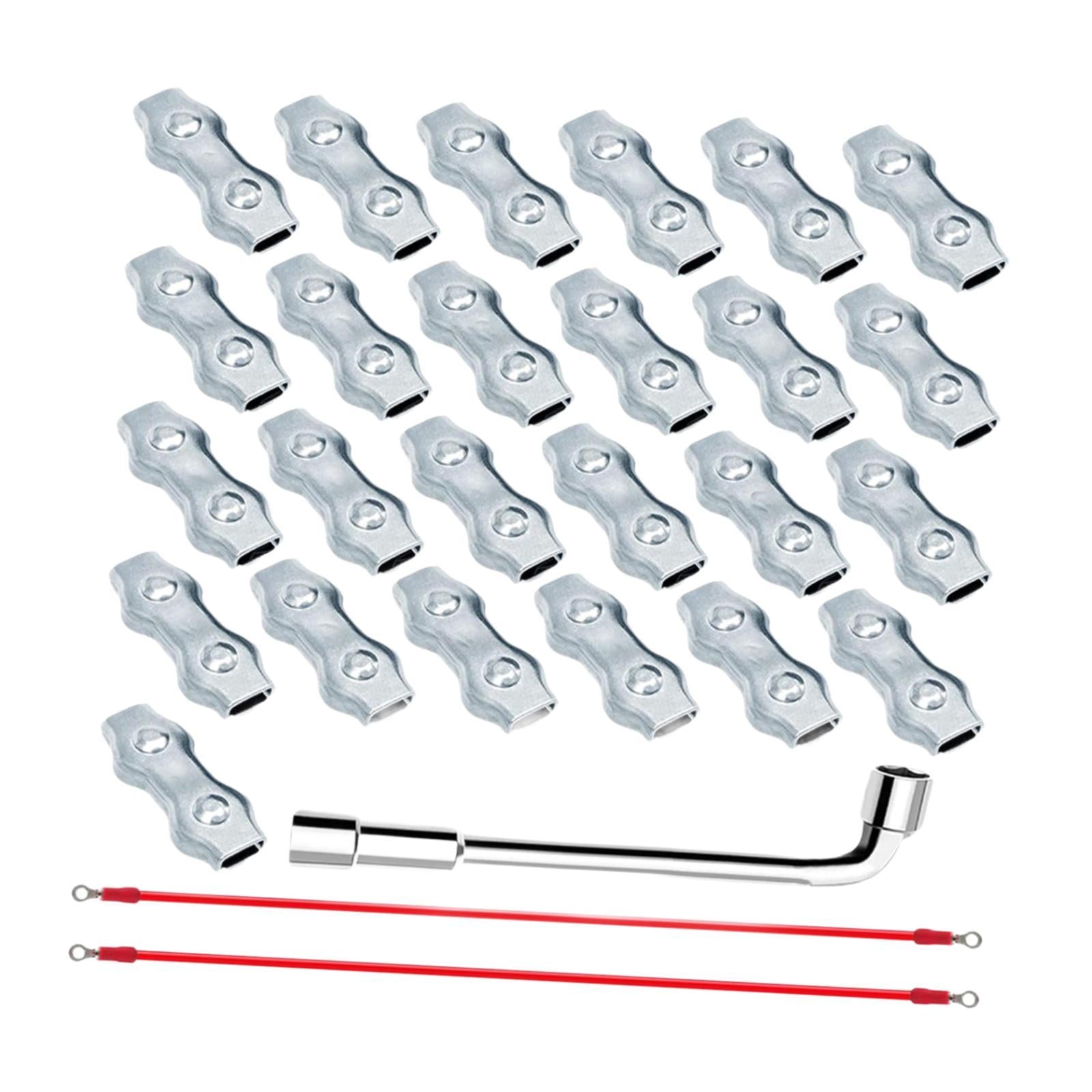 25x M5 Poly Rope Connectors Set 2x Conductive Wires for Animal Fences Sturdy