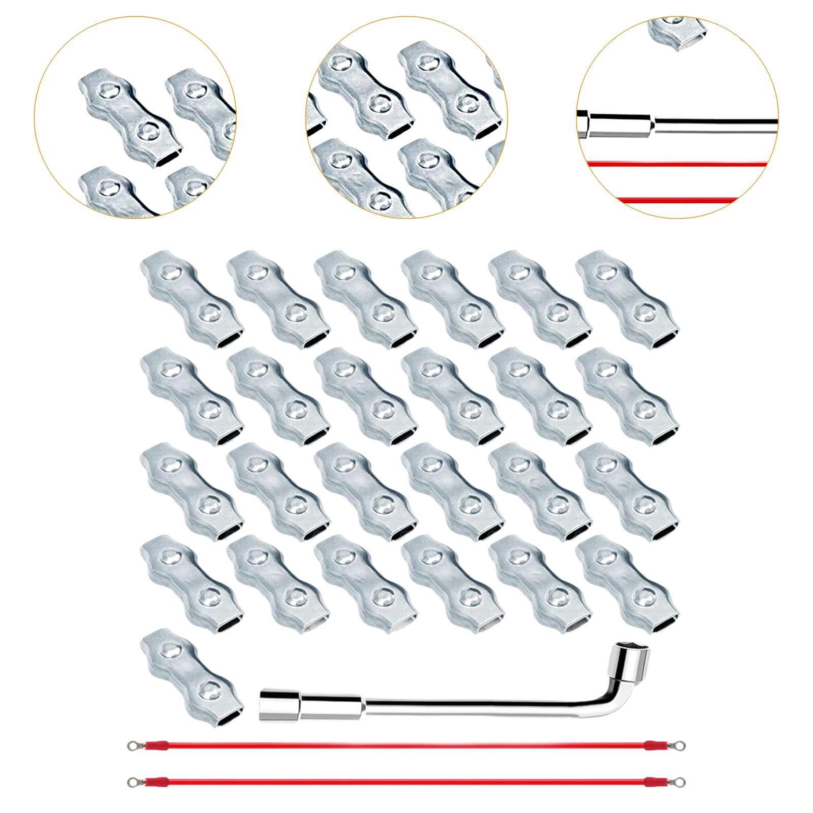 25x M5 Poly Rope Connectors Set 2x Conductive Wires for Animal Fences Sturdy