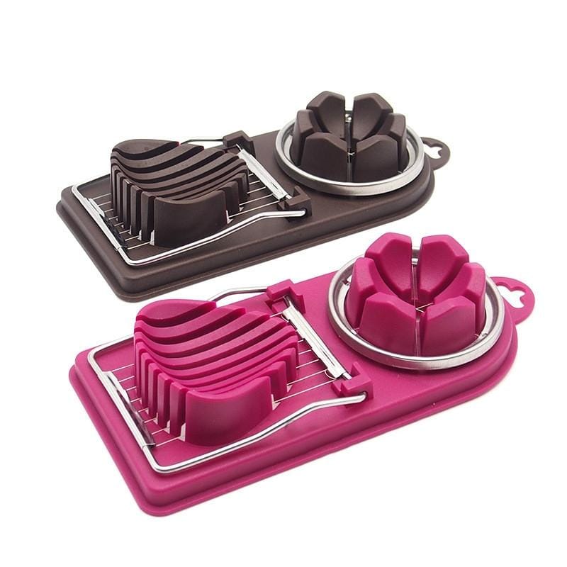 Multi-function Egg Cutter Egg Slicer Tools Kitchen Accessories (Coffee)