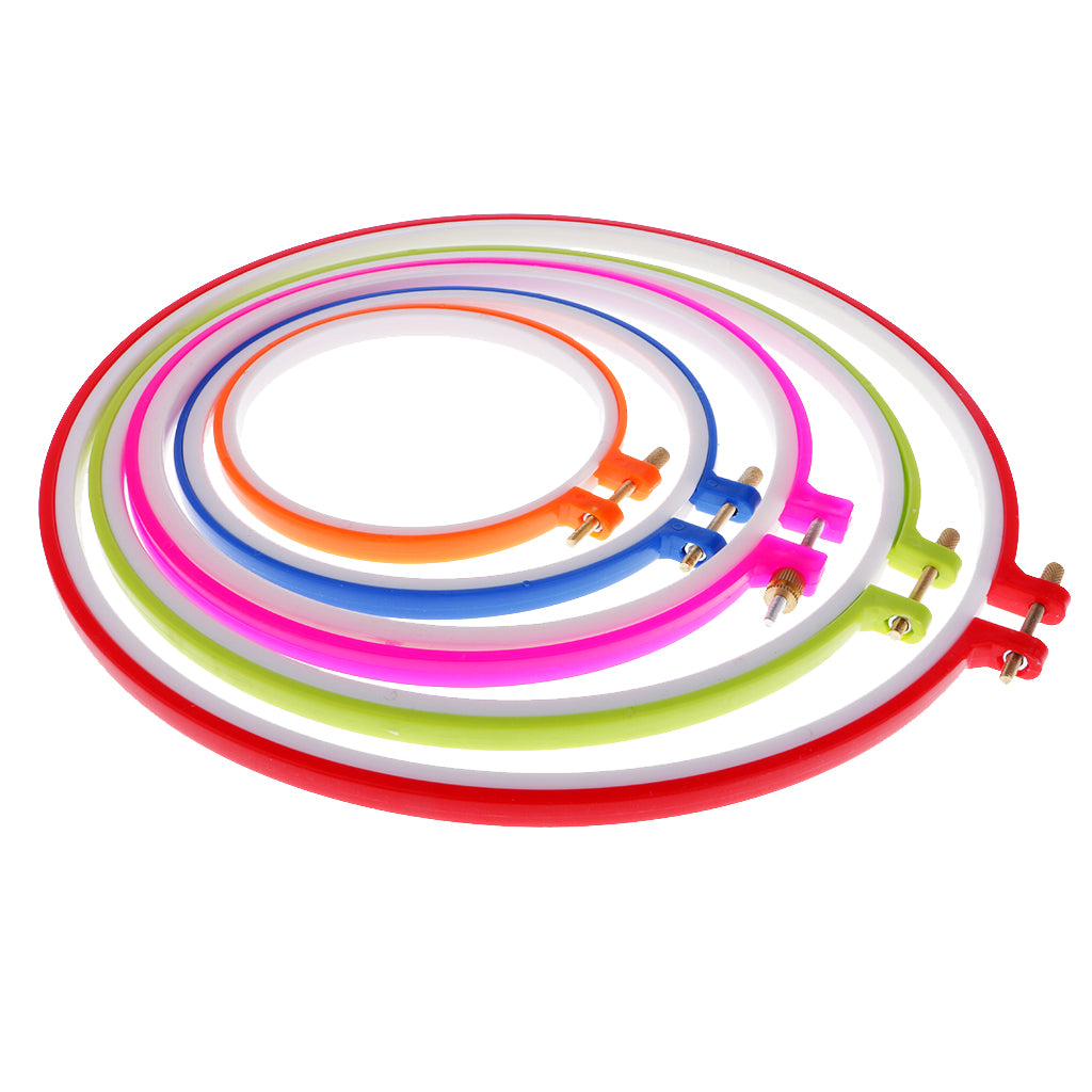 5pcs Plastic Embroidery Hoops Cross Stitch Hoop Circle Set 5-11 Inch 1#