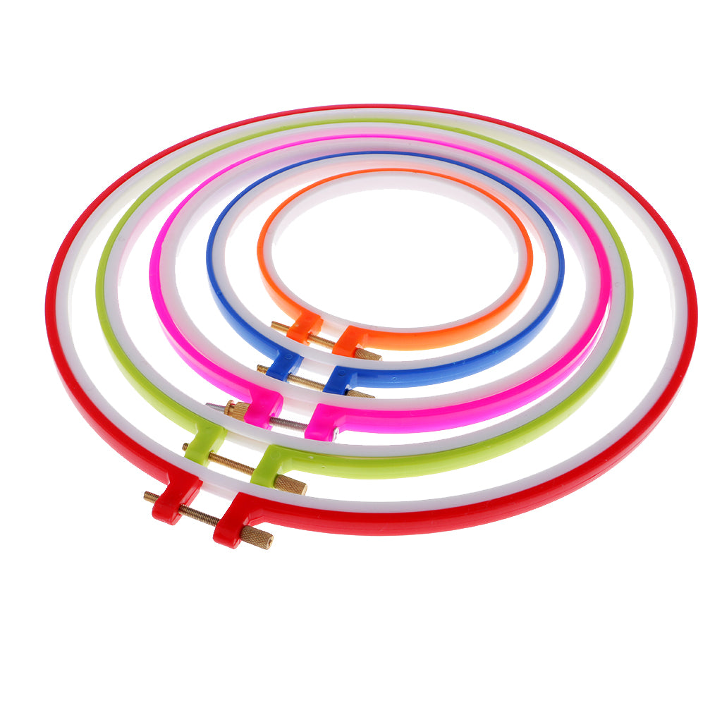5pcs Plastic Embroidery Hoops Cross Stitch Hoop Circle Set 5-11 Inch 1#