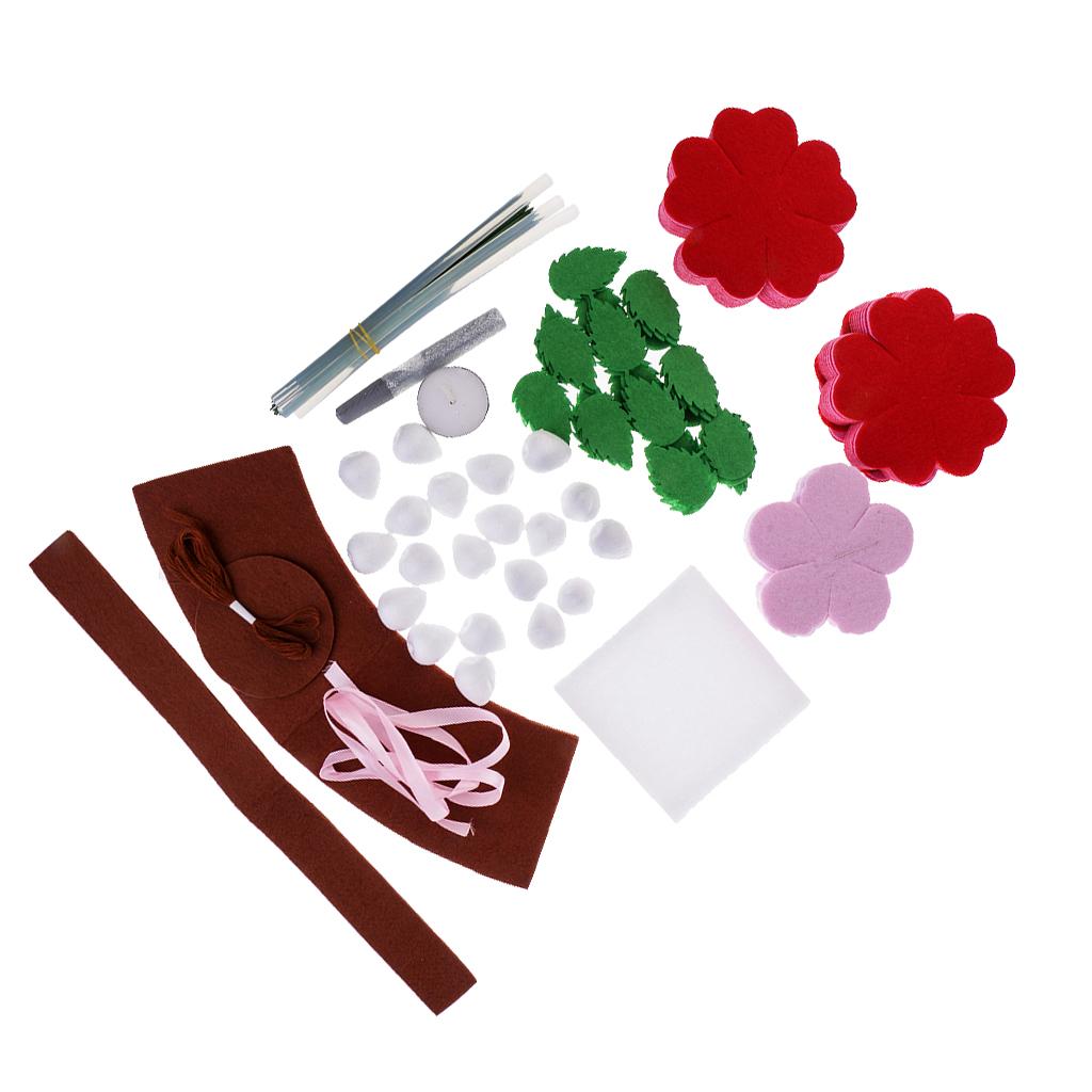 Mini Flower Pot Felting Kits Felt Fabric Sheets for Pink Rose DIY Package