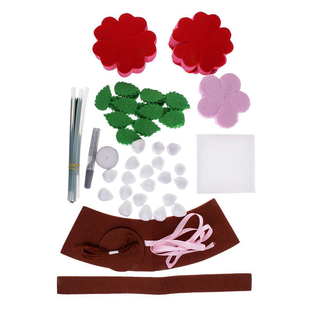 Mini Flower Pot Felting Kits Felt Fabric Sheets for Pink Rose DIY Package