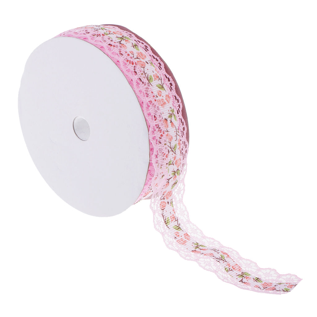 Vintage Lace Trim Printed Embroidery Lace Ribbon For Sewing Craft Pink 2