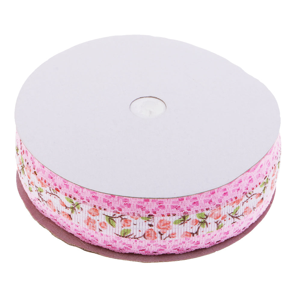 Vintage Lace Trim Printed Embroidery Lace Ribbon For Sewing Craft Pink 2