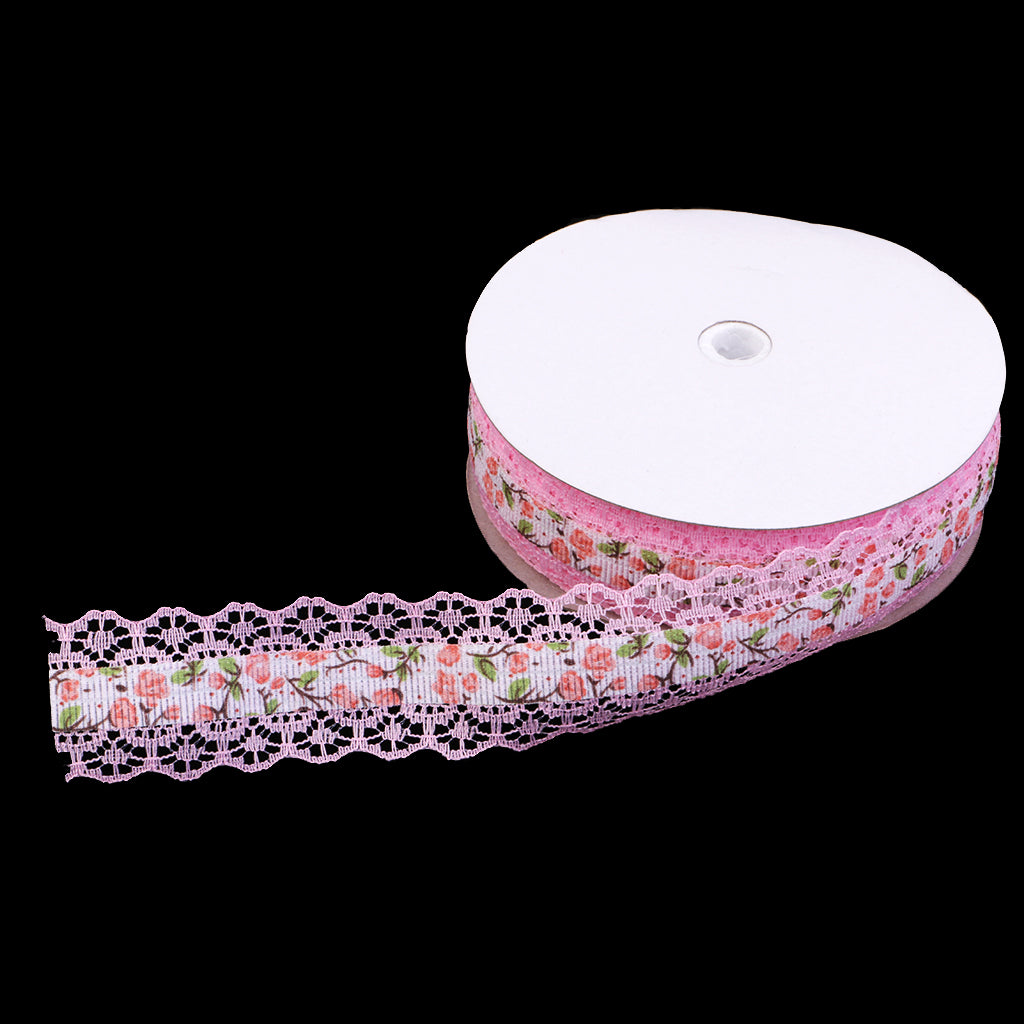 Vintage Lace Trim Printed Embroidery Lace Ribbon For Sewing Craft Pink 2