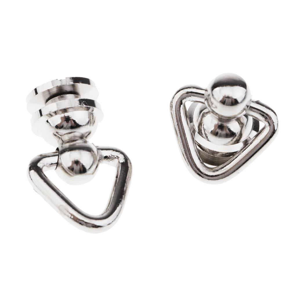 2pcs Ball Post with Triangle Ring Rivet Stud Round Head Screw Back Sliver