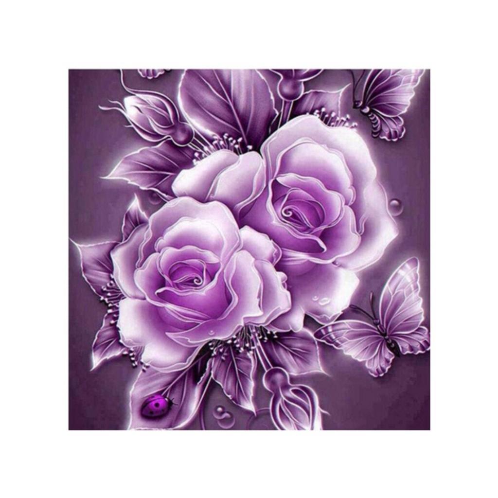 2 Pieces DIY Flower Diamond Embroidery Cross Stitch Home Wall Decoration