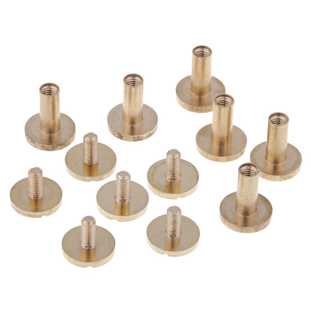 6 Sets Round Rivet Screw Studs Chicago Screw Leather Craft Gold 10mm