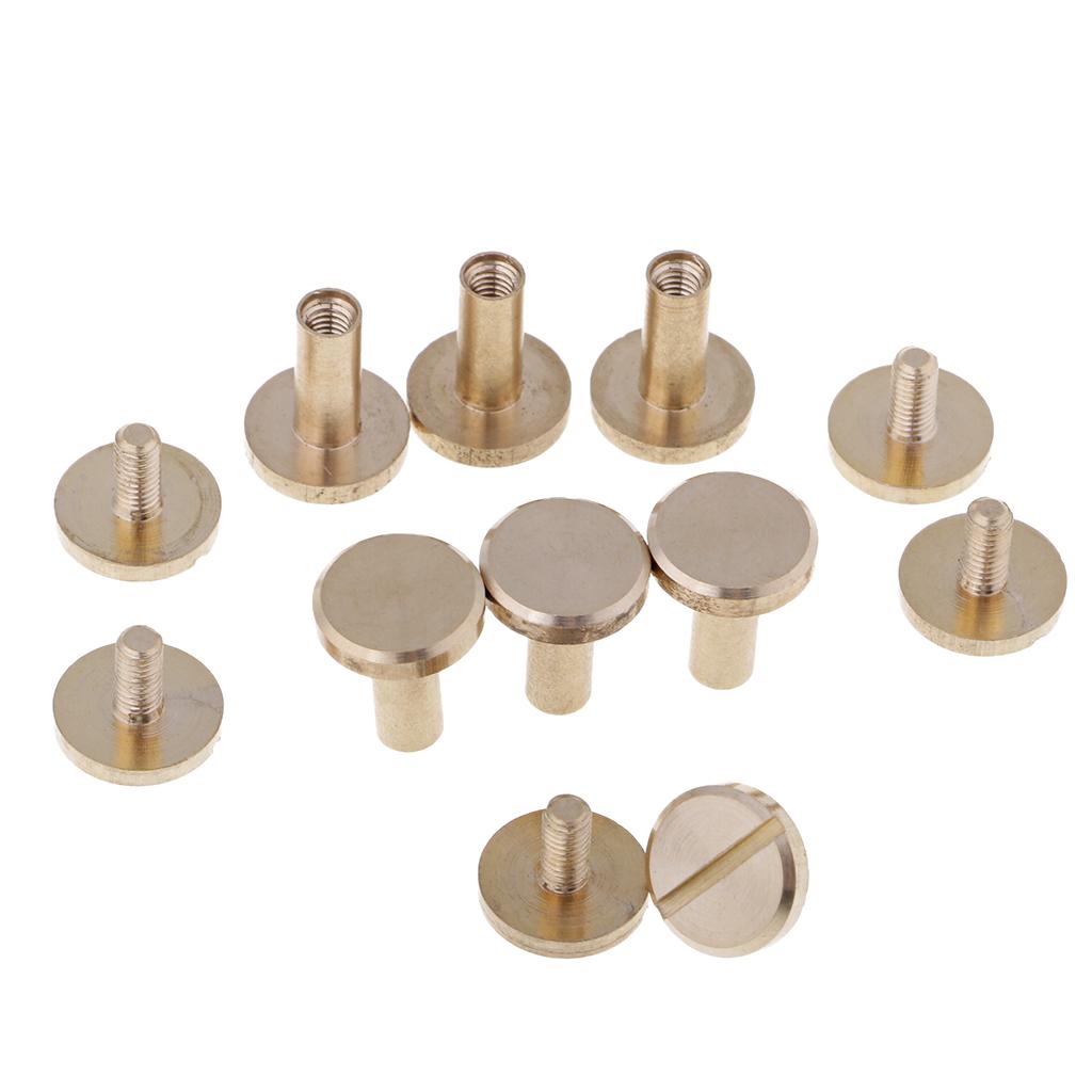 6 Sets Round Rivet Screw Studs Chicago Screw Leather Craft Gold 10mm
