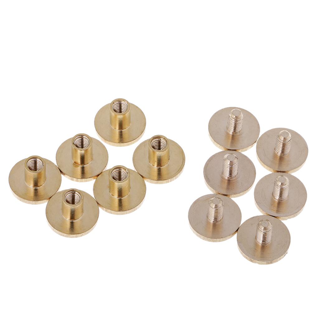 6 Pieces Solid Brass Nail Rivet Stud Button for Belt Bag Leather Craft 5mm