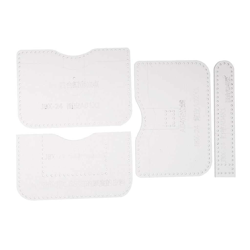 4Pcs/set Clear Acrylic Templates for Card Wallet Bag Leather Crafts Making