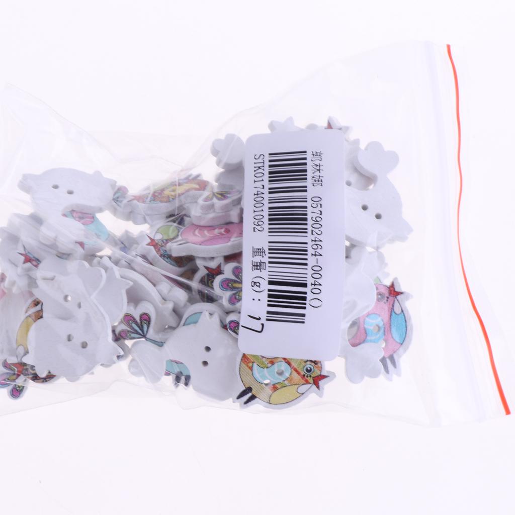 50pcs Mixed Cartoon Animal Wood Buttons for Sewing Scrapbooking Chicken