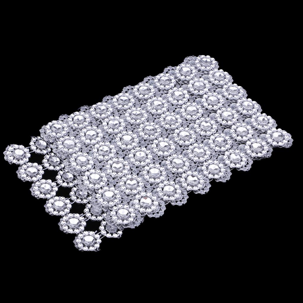 1 Yards SunFlower Rhinestone Chain Ribbon Trim Sewing Decor Applique Silver