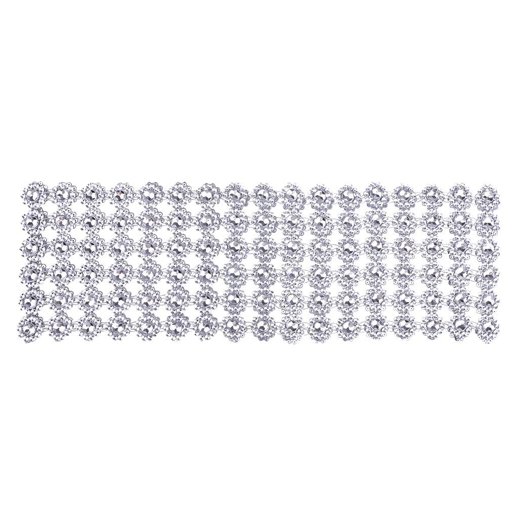 1 Yards SunFlower Rhinestone Chain Ribbon Trim Sewing Decor Applique Silver