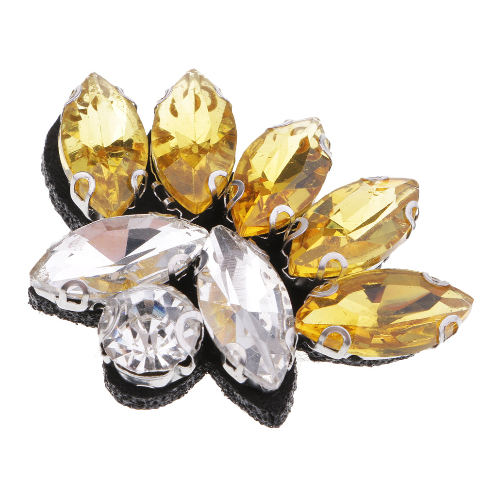 Buttterfly Glass Rhinestone Beaded Patch Applique for Clothing Sewing Yellow