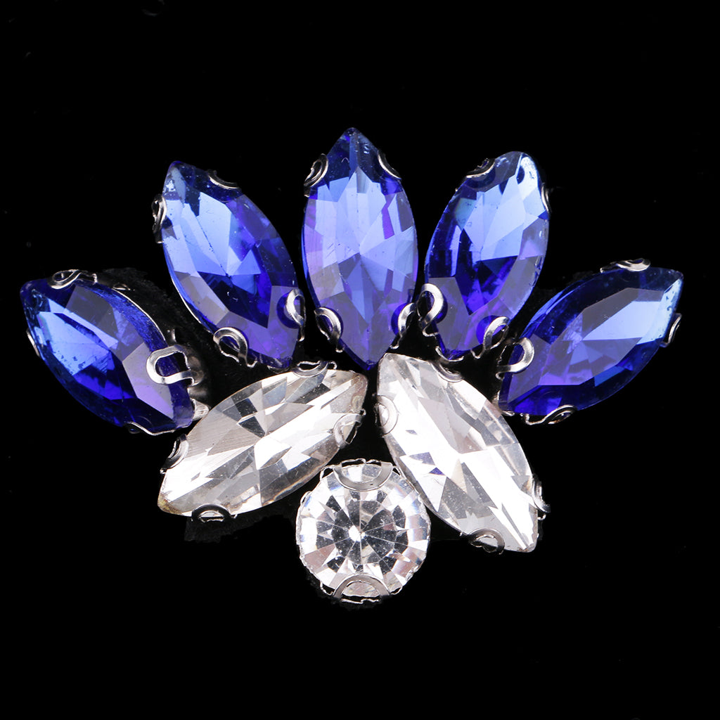 Buttterfly Glass Rhinestone Beaded Patch Applique for Clothing Sewing Blue