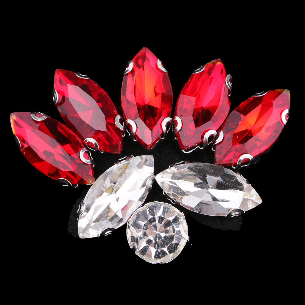 Buttterfly Glass Rhinestone Beaded Patch Applique for Clothing Sewing Red
