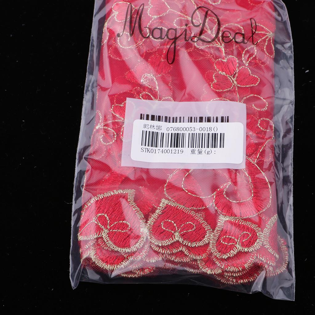 1 Yard Beautiful Floral Embroidered Tulle Lace for Wedding Dress Decor Red
