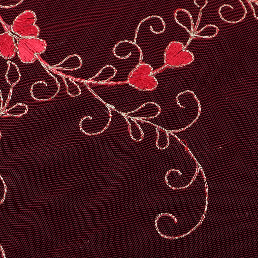 1 Yard Beautiful Floral Embroidered Tulle Lace for Wedding Dress Decor Red