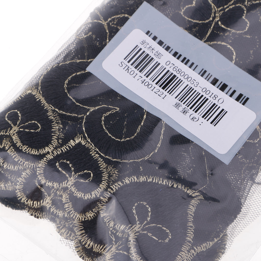 1 Yard Beautiful Floral Embroidered Tulle Lace for Wedding Dress Decor Black
