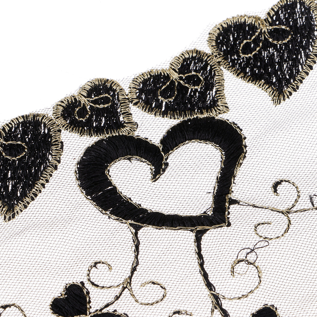 1 Yard Beautiful Floral Embroidered Tulle Lace for Wedding Dress Decor Black