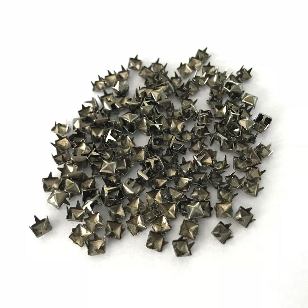 300 Picees Square Punk Nailheads Spikes for Clothing Shoes Decor Gray Black