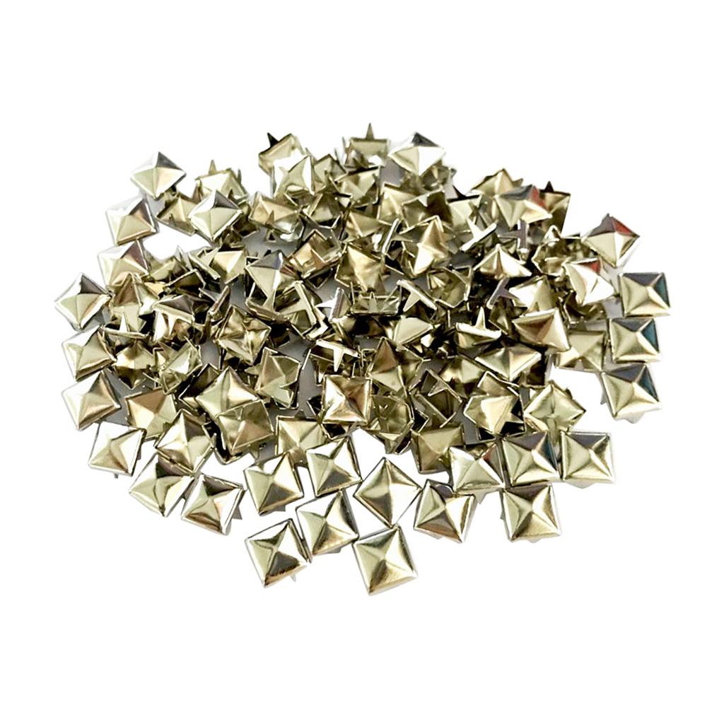 5xWholesale 100pcs Square Pyramid Rivet Metal Studs Leathercraft DIY Silver