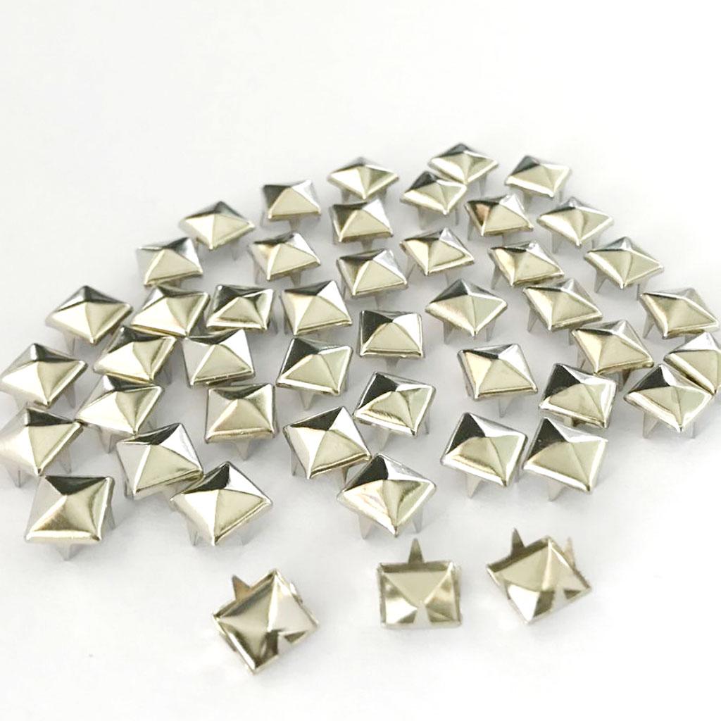 6xWholesale 100pcs Square Pyramid Rivet Metal Studs Leathercraft DIY Silver