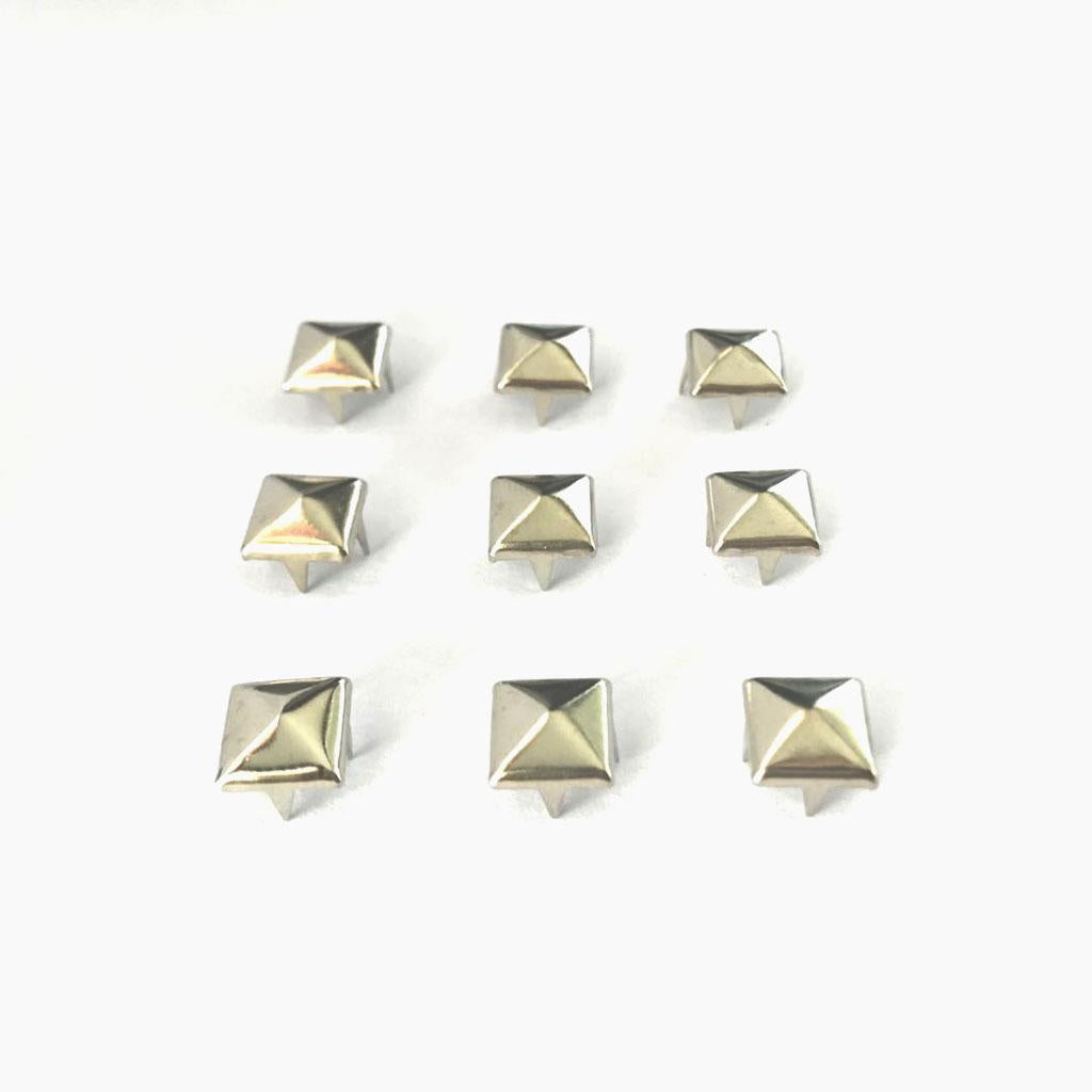 6xWholesale 100pcs Square Pyramid Rivet Metal Studs Leathercraft DIY Silver