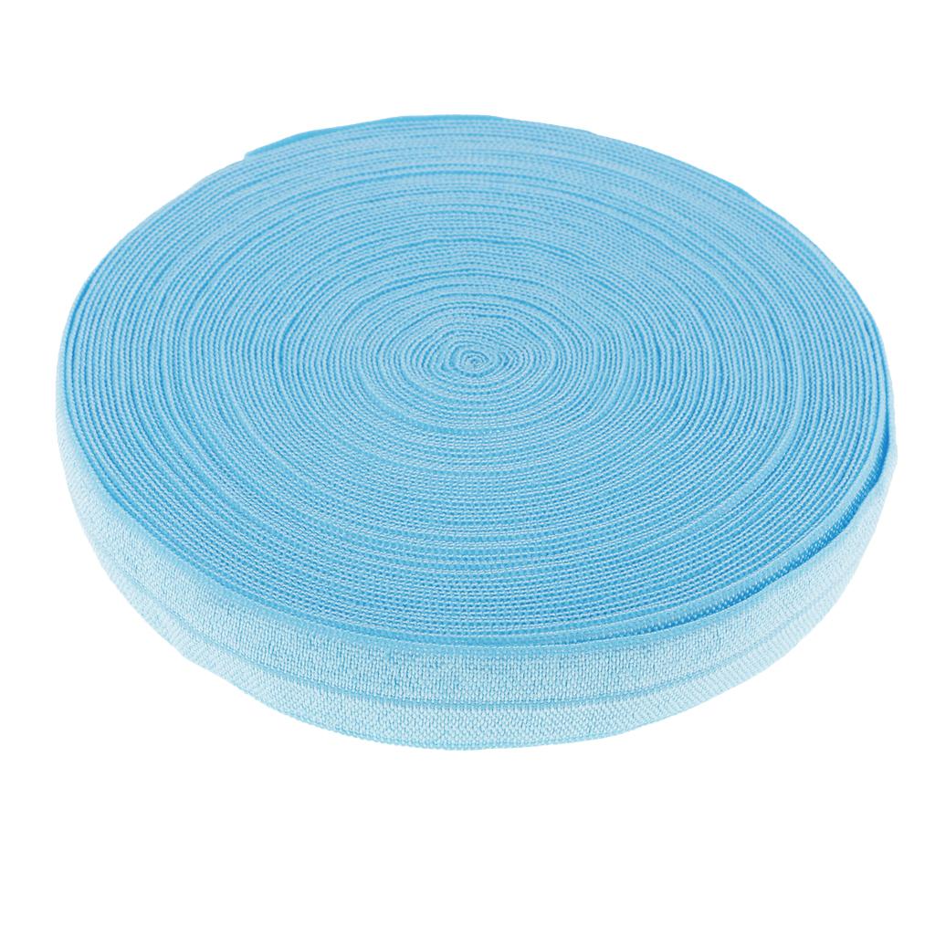 10 Meters Cotton Elastic Band Sewing Trims 15mm Width Lake Blue